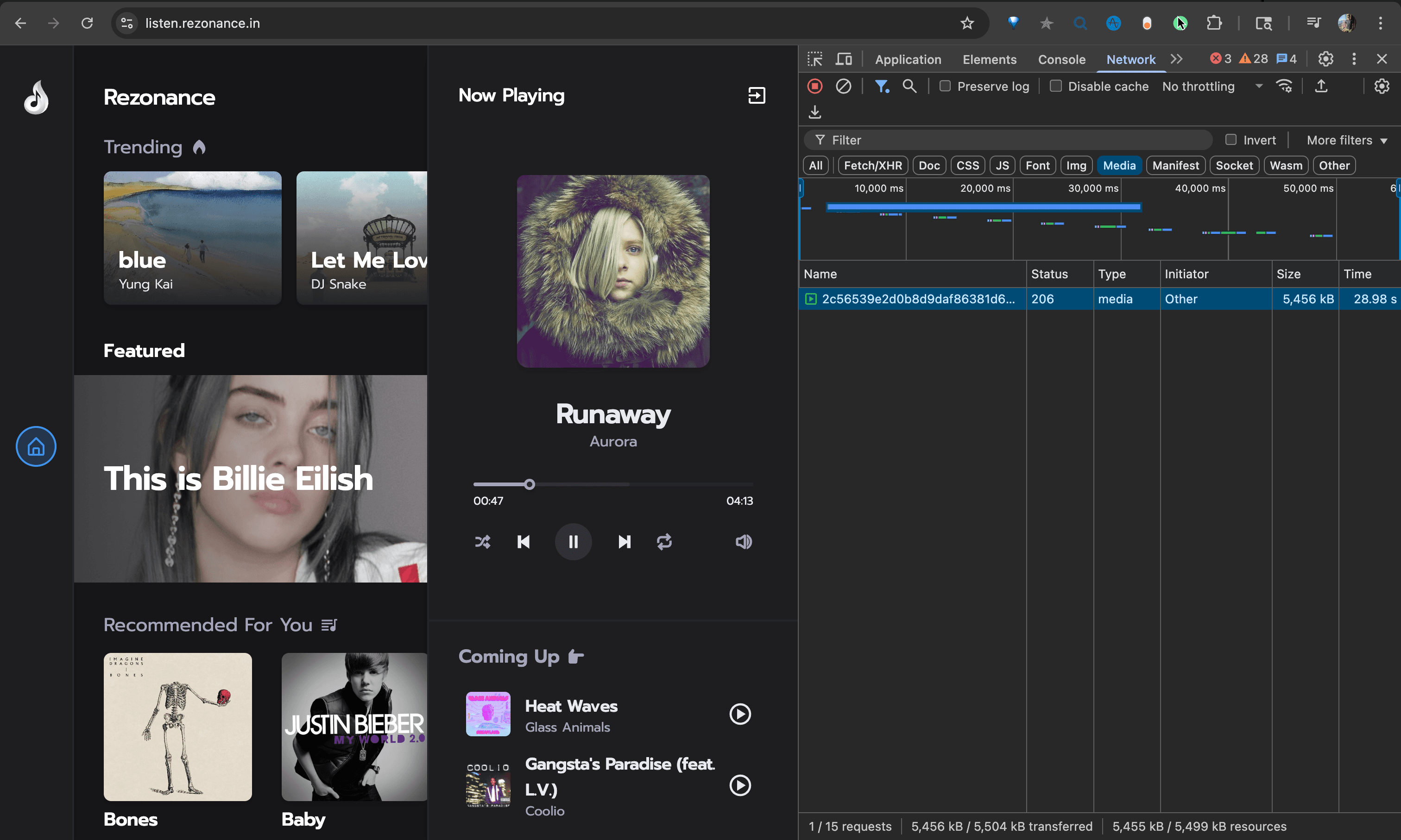 Buffer growing progressively to 5456 kB